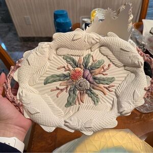 Sea Life Ceramic Serving Platter in Cream with Pastel Accents